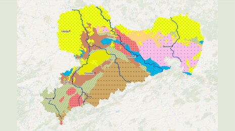 geologische Karte der wichtigsten Gesteine von Sachsen